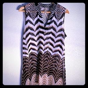 PerSeption Concept Sleeveless Sheer V-Neck Top